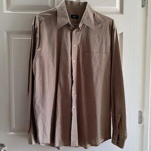 Boss Hugo Boss Tan 100% Cotton Long Sleeve Button Down Shirt 17 36/37